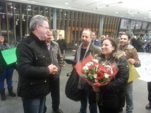 Mayor Lyn Hall greets Nael & Rose