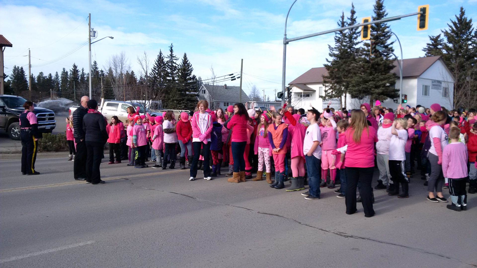 Vanderhoof students dance for Pink Shirt Day