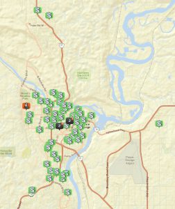 A map of confirmed thefts from vehicles this August in Prince George