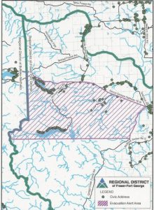 A map of the area affected by the evacuation alert