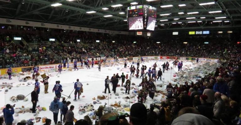 Cougars fans set new Teddy Bear Toss record for Salvation Army