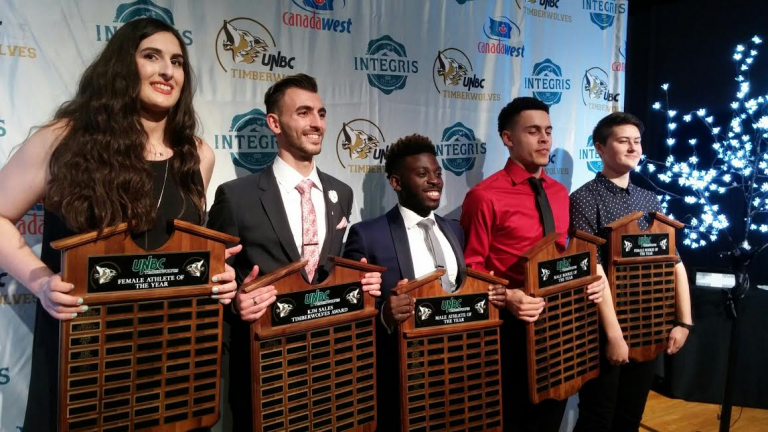 Fakunle, Bartolillo and Louka the big winners at UNBC Timberwolves year-end banquet