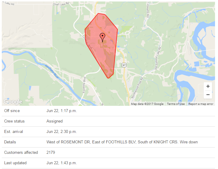 More than 2,100 without power, landfill closed due to downed power line