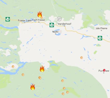 Still three fires of note burning in PG Fire Centre