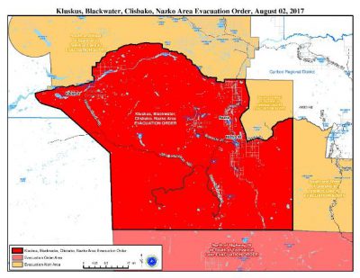 Evacuation order for Kluskus, Blackwater, Clisbako and Nazko Area