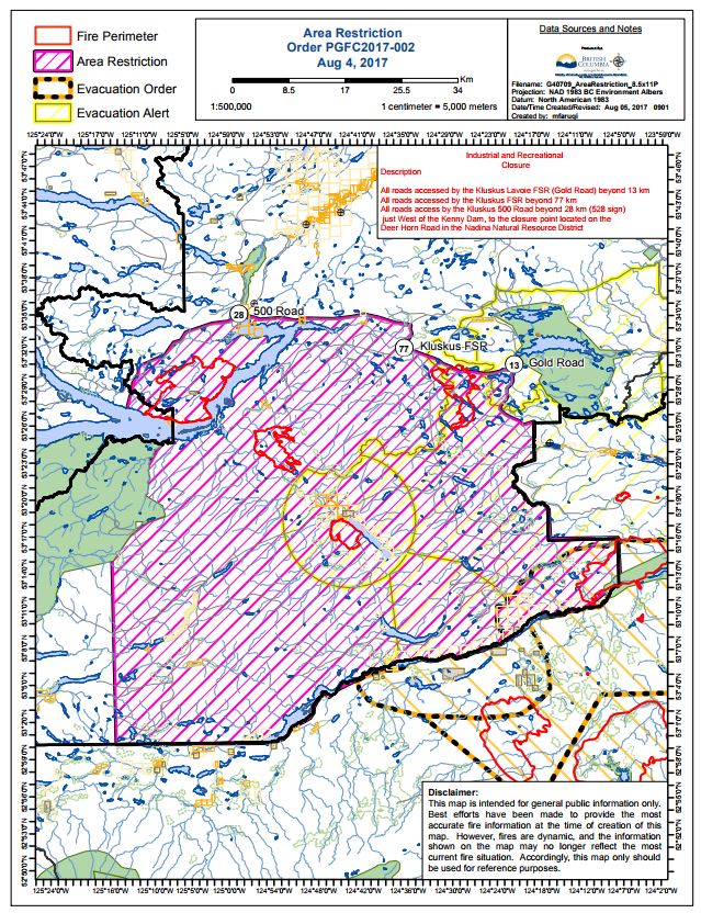 Order of Restricted Access in effect south of Vanderhoof