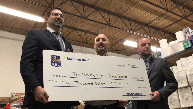 The Prince George Salvation Army has received a $10,000 boost from RBC