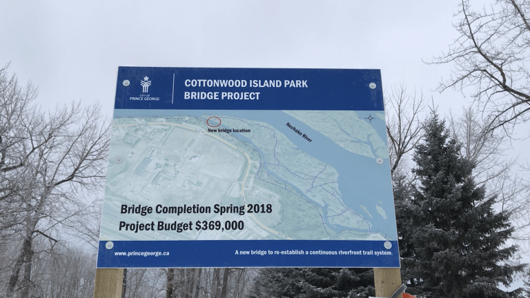 The City of Prince George is constructing a new bridge at Cottonwood Island Park