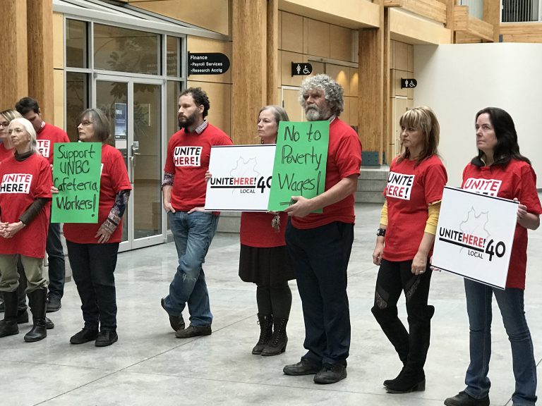 UNBC cafeteria workers protest against low wages, asking school to take responsibility
