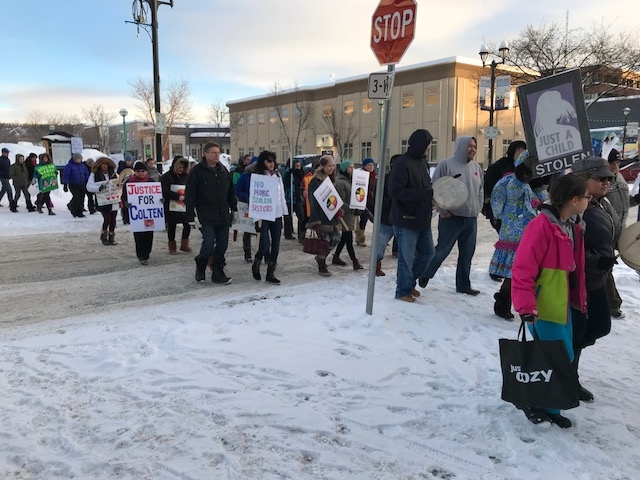 Indigenous people and members of the public march downtown PG