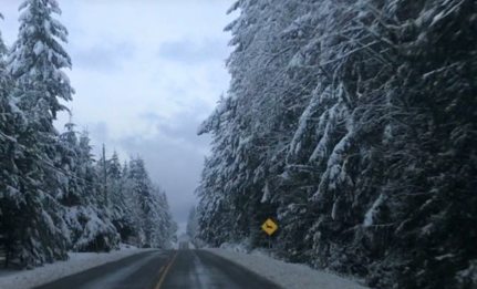 Winter snowfall warning in effect for Pine Pass