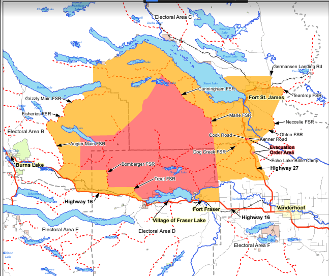 Shovel Lake wildfire ORDER and ALERT expansion