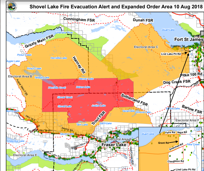 Shovel Lake wildfire evacuation ORDER expansion