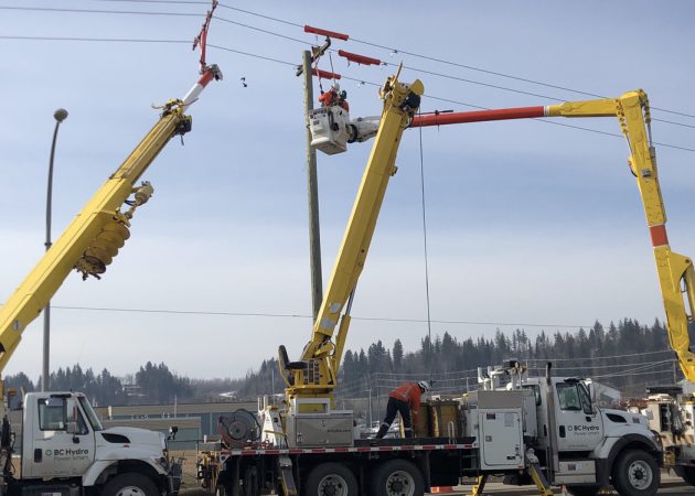 File photo - BC Hydro workers working on power line | (MyPGNow.com staff)