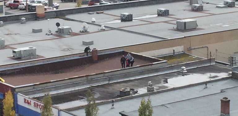 Rooftop arrest in downtown Prince George
