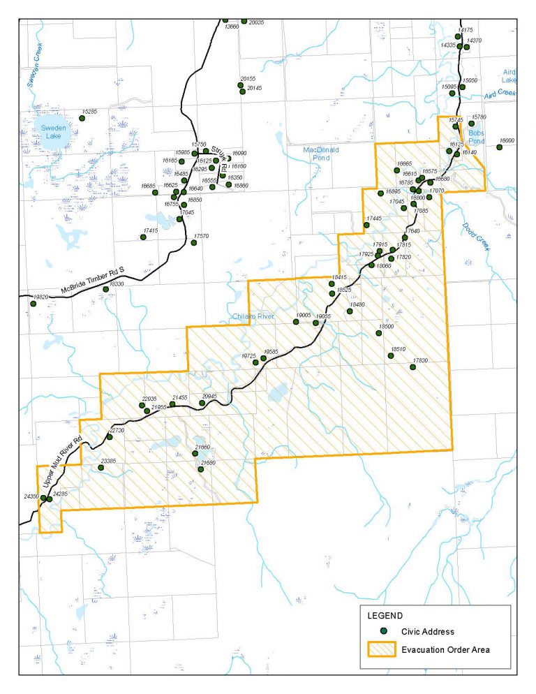 Update: Evacuation alert upgraded to order for 40 properties in Upper Mud River Road area