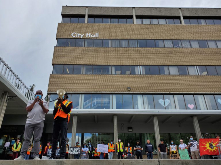 Black Lives Matter Protestors in front of City Hall BLM