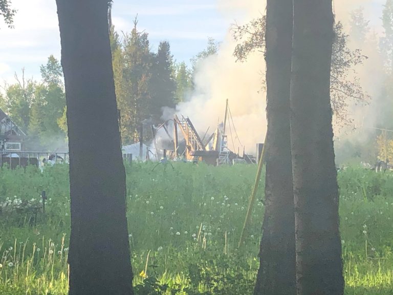 Three volunteer fire halls respond to Hart structure blaze, no injuries reported