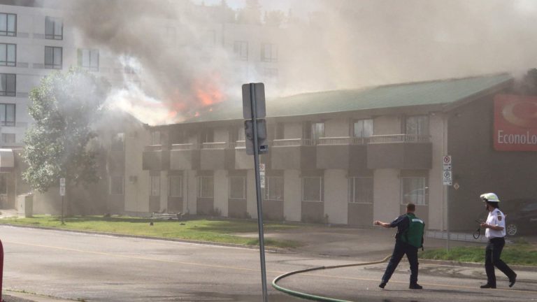 Fire and rescue attend to Econo Lodge blaze on Victoria Street