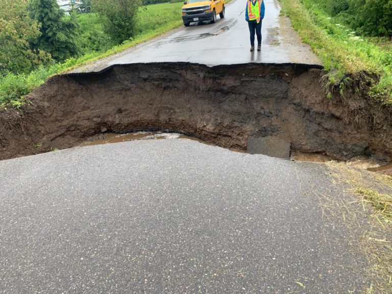 Heavy rainfall causes road washout in Beaverly
