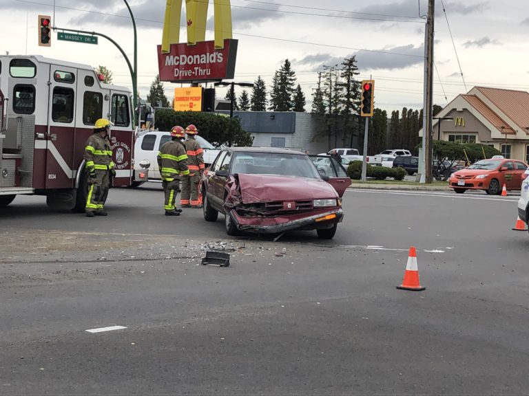 Two-vehicle collision slows traffic at Massey and Westwood intersection
