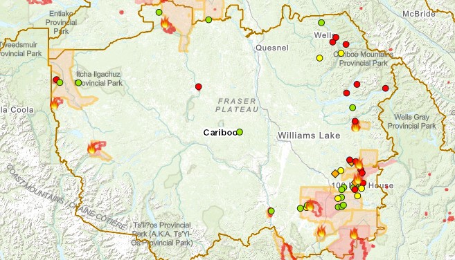 Flat Lake fire grows again, progress made with other Cariboo fires
