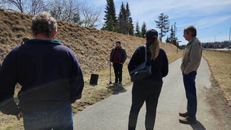 Small, vocal “Enough is Enough” rally on drug use and homelessness held on Highway 16