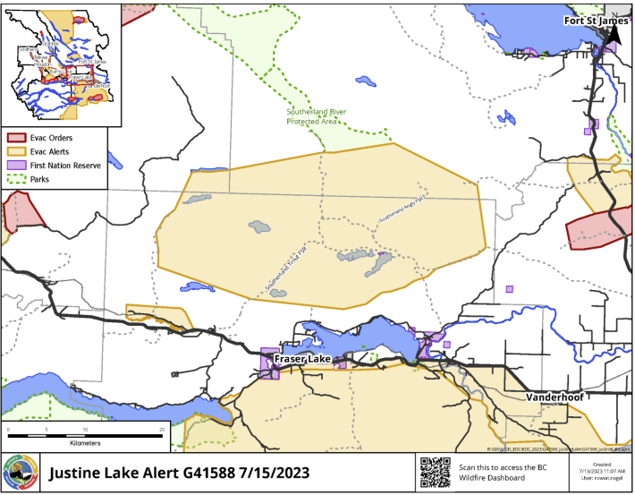Evacuation Alert issued north of Fraser Lake