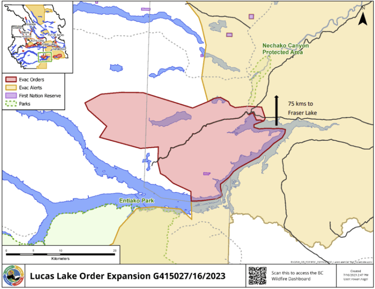 Evacuation Order expanded near Lucas Lake Wildfire
