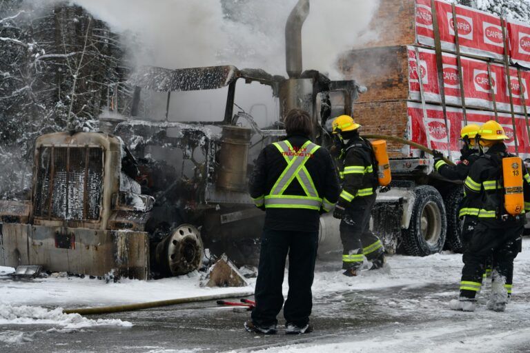 Semi fire shuts down Highway 97 near Quesnel