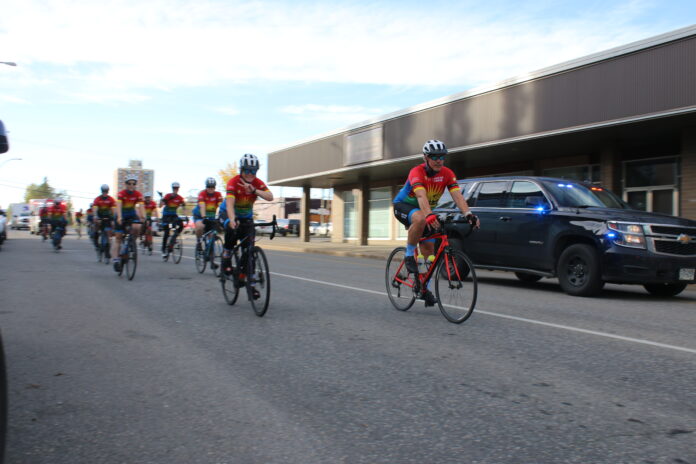 Cops for Cancer Tour de North Riders arrive at the Prince George RCMP detachment