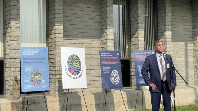 New SD57 Logo unveiled by Superintendent Jameel Aziz