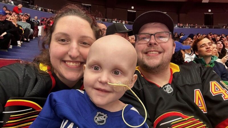Mavrik + Mom & Dad at a Canucks game